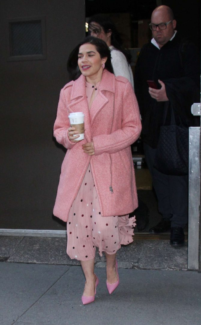 America Ferrera in Pink - Arrives at Today Show in NYC
