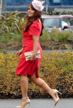 Amy Anzel - In red at Aintree for Ladies Day in Liverpool