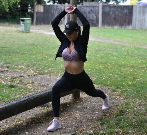 Amy Day - Morning work out at her local park in Richmond