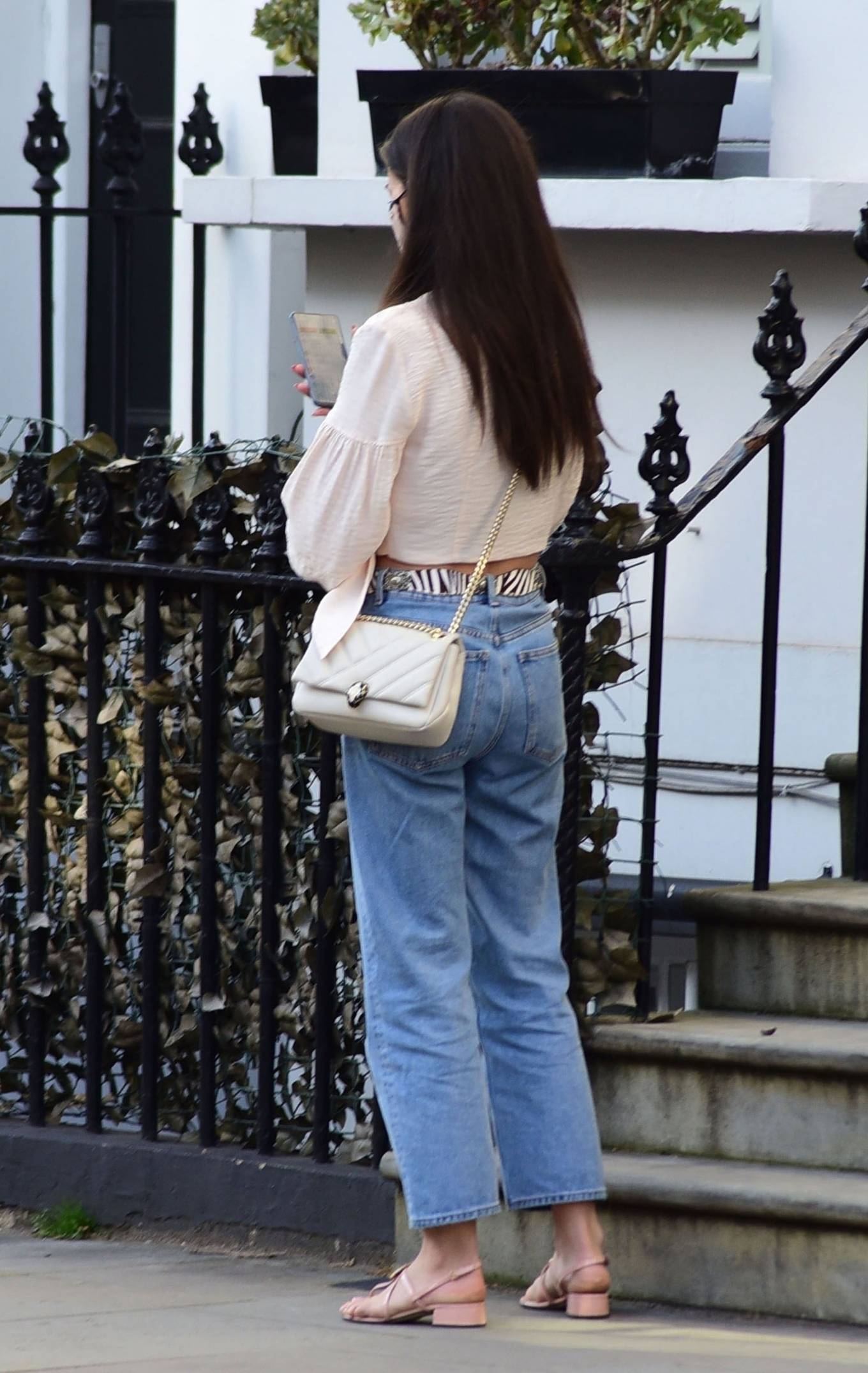 Amy Jackson 2021 : Amy Jackson – In her white blouse top and jeans out and about in Chelsea-06