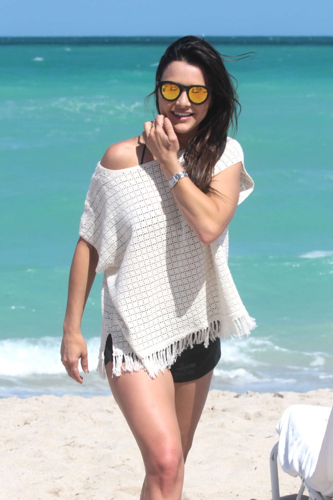 Andi Dorfman in Shorts on the beach in Miami