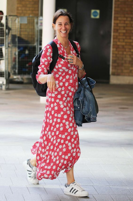 Andrea McLean in Red Long Dress - Outside ITV Studios in London