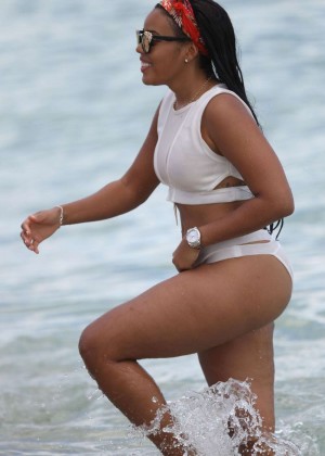 Angela Simmons in White Bikini in Miami