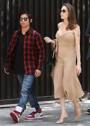 Angelina Jolie and her son Pax at Perch restaurant in Los Angeles