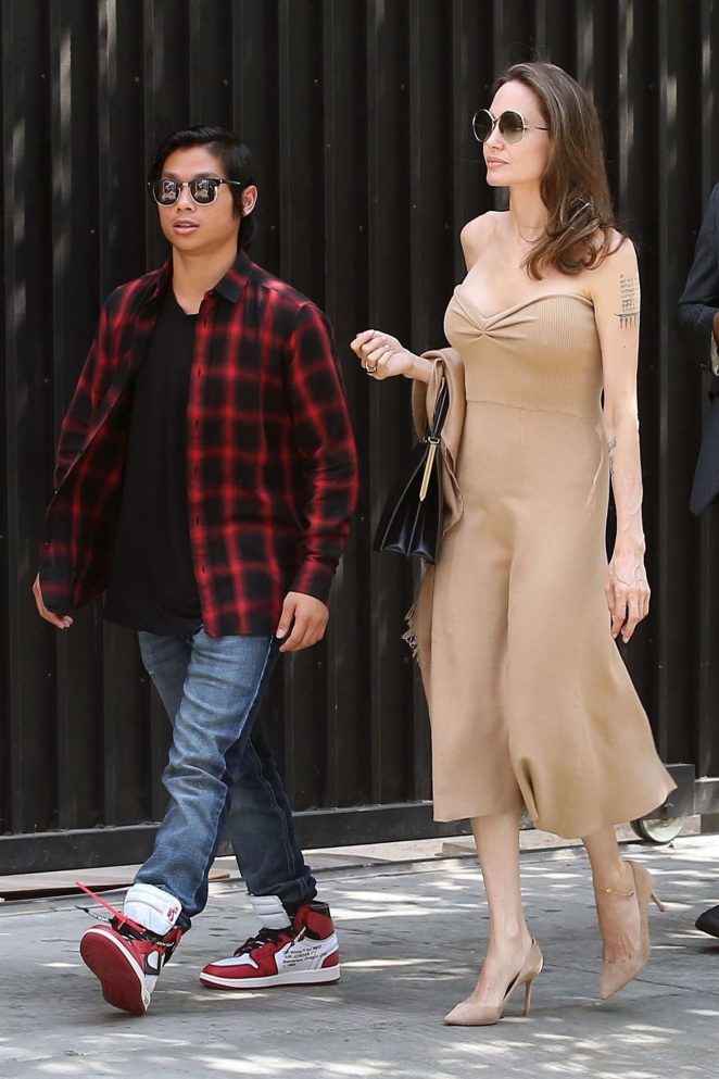 Angelina Jolie and her son Pax at Perch restaurant in Los Angeles