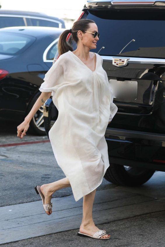 Angelina Jolie at the Yves Saint Laurent Store in Beverly Hills