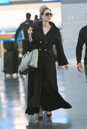 Angelina Jolie - Carrying a Dior handbag at JFK Airport in New York