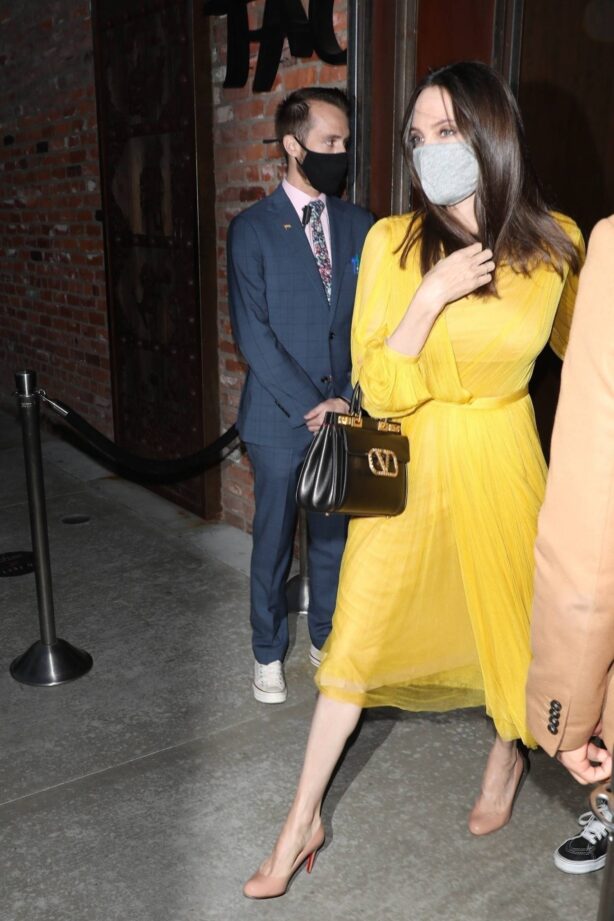 Angelina Jolie - In a yellow dress at TAO on her 46th birthday in L.A.