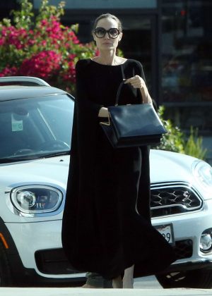 Angelina Jolie in Long Black Dress - Out in Los Angels