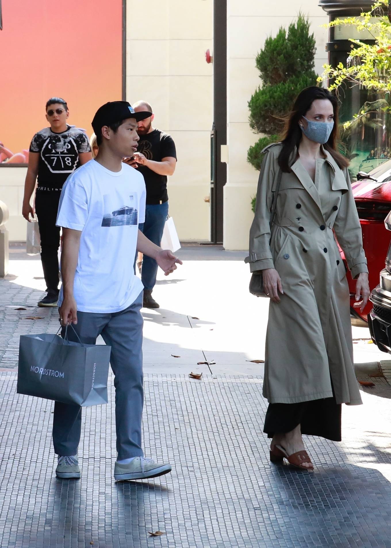 Angelina Jolie 2021 : Angelina Jolie – Shopping candids with Zahara and Pax at Nordstrom at The Grove in Los Angeles-19