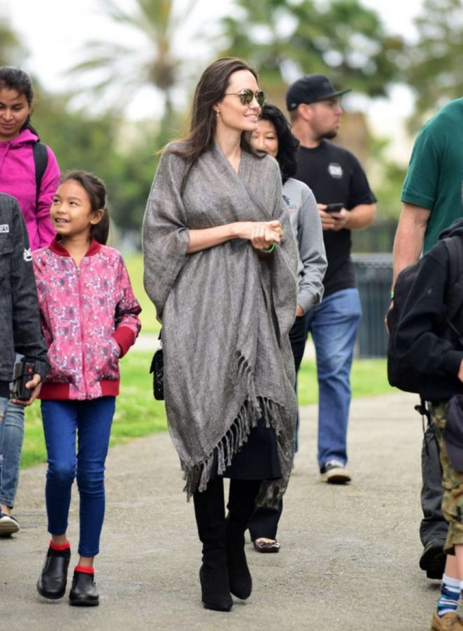 Angelina Jolie With Children at Disneyland Park in California