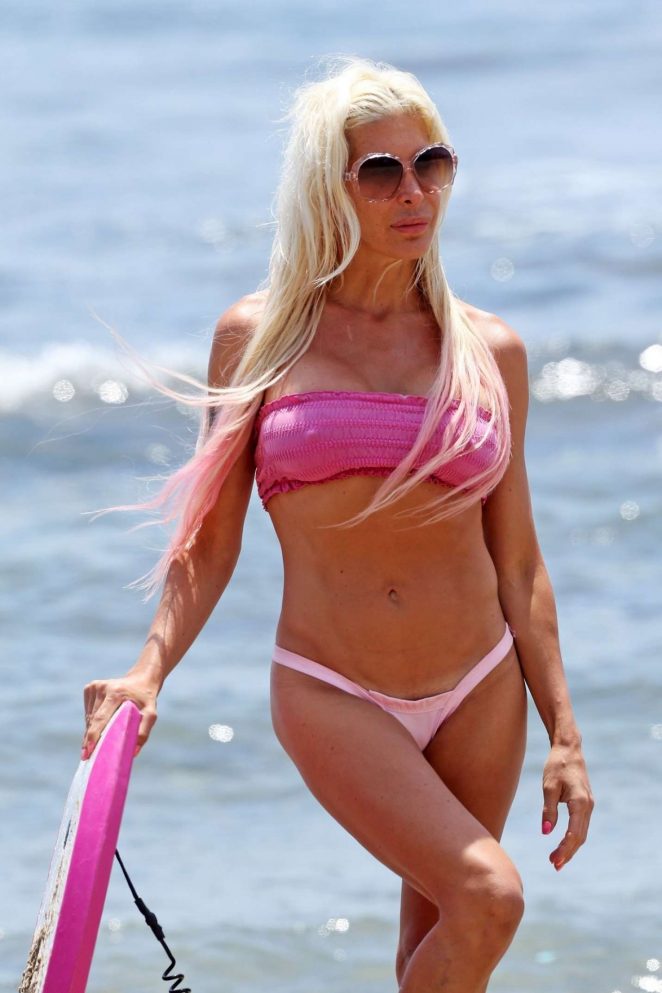 Angelique Morgan in Pink Bikini on Malibu Beach
