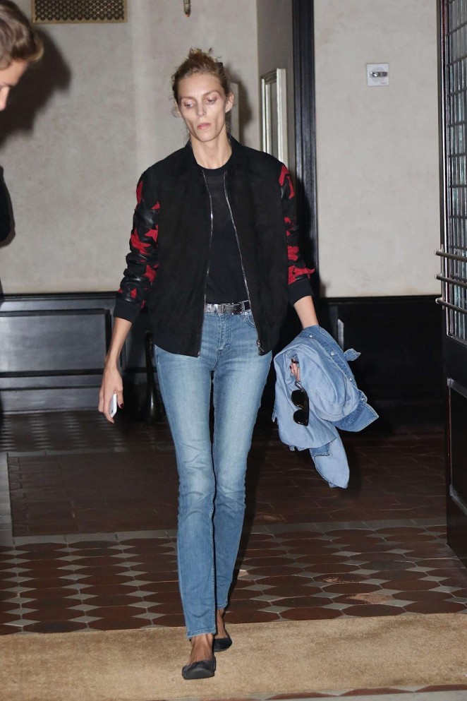 Anja Rubik in Jeans at Greenwich Hotel in the Bronx
