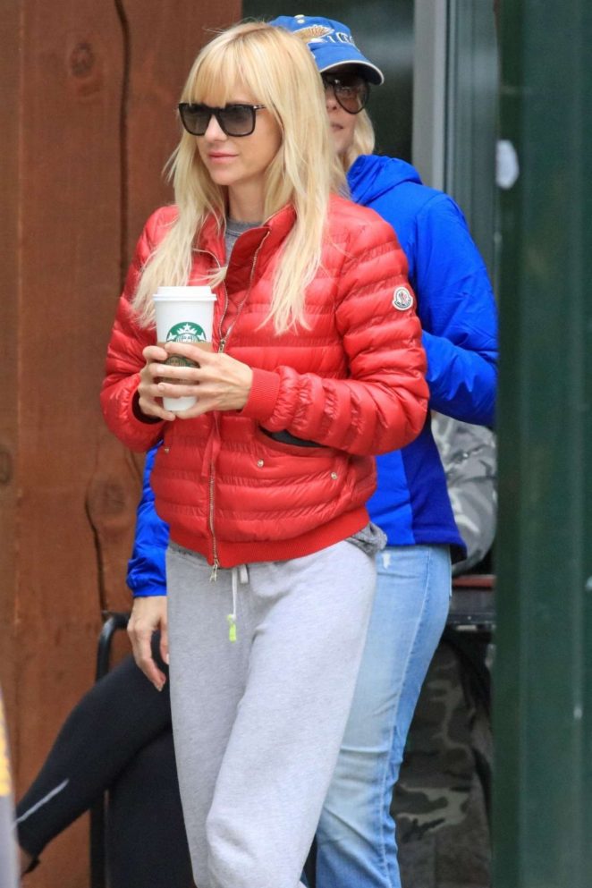 Anna Faris in Red Jacket Out in Vancouver