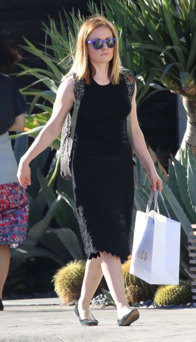 Anna Paquin in Black Dress - Out in Los Angeles