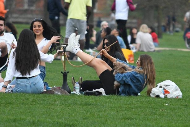 Anna Vakili - Seen in the park with her sister Mandi and friends in London