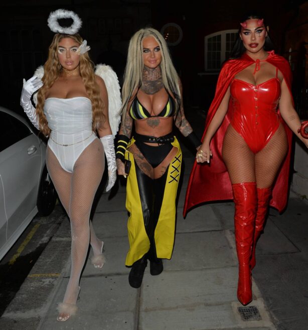 Anna Vakili - with her sister Mandi and pal Jemma Lucy attend a Halloween party