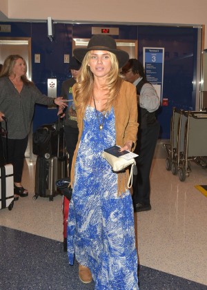 AnnaLynne McCord in Blue Dress at LAX Airport in Los Angeles