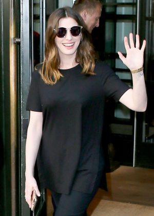 Anne Hathaway in Black - Out in New York City