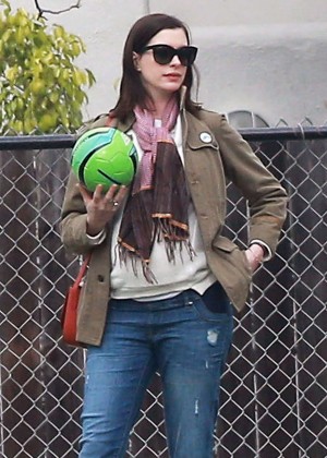 Anne Hathaway in Jeans out in West Hollywood