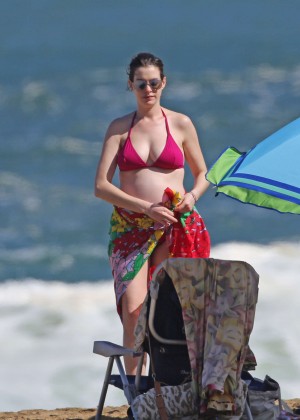 Anne Hathaway in Red Bikini Top in Hawaii