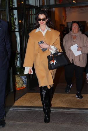 Anne Hathaway - Leaving a press junket in Midtown - New York