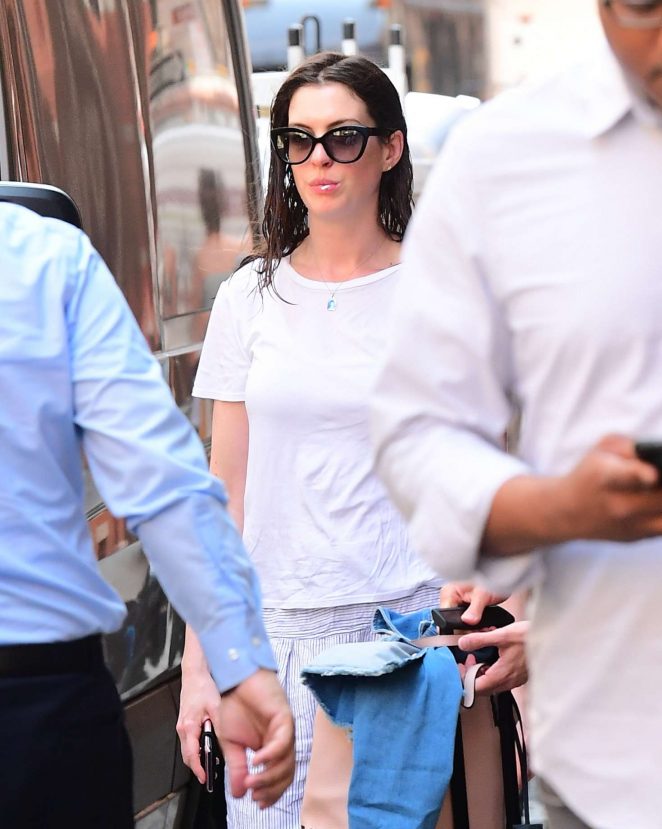 Anne Hathaway out in Brooklyn