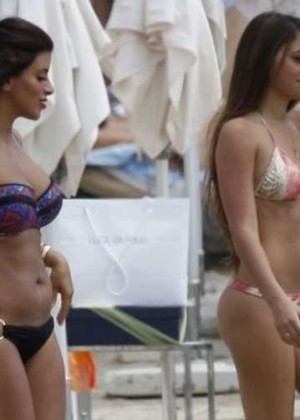 Antonella Roccuzzo and Daniella Semaan - Wearing bikinis