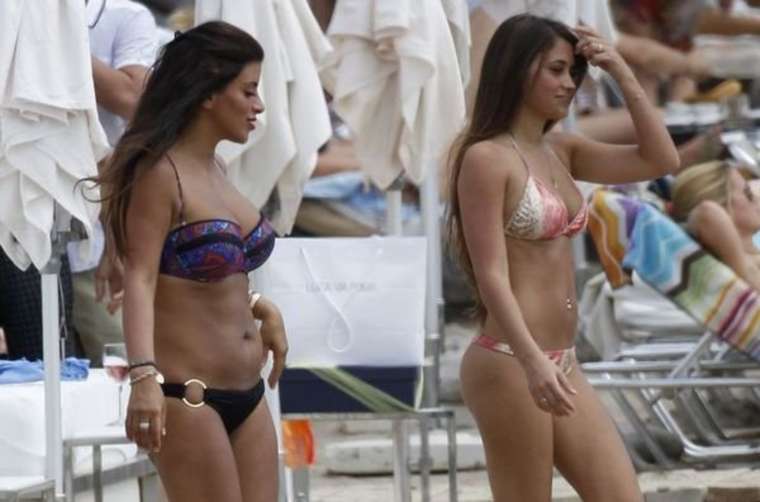 Antonella Roccuzzo and Daniella Semaan - Wearing bikinis. 