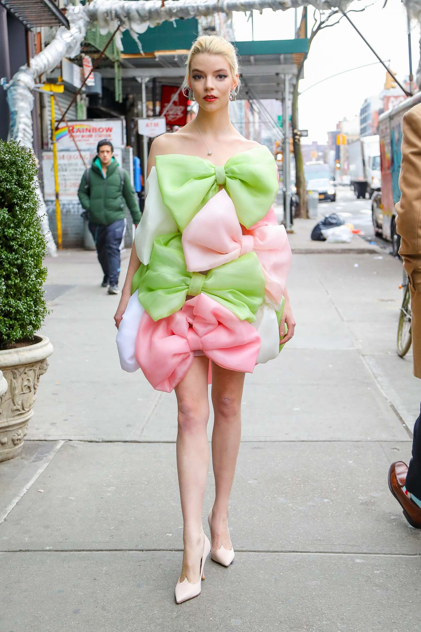 Anya Taylor-Joy looks stylish in a Celia Kritharioti dress in New York ...