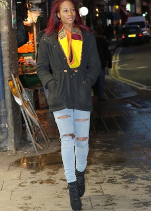 April Jackson in Ripped Jeans Shoping in Brixton