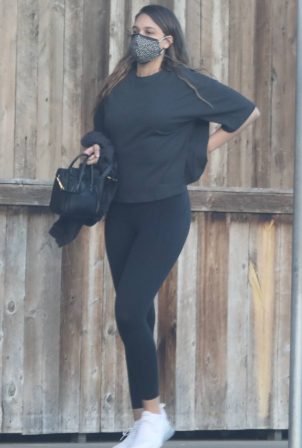 April Love Geary - In all black at Trancas Country Market in Malibu