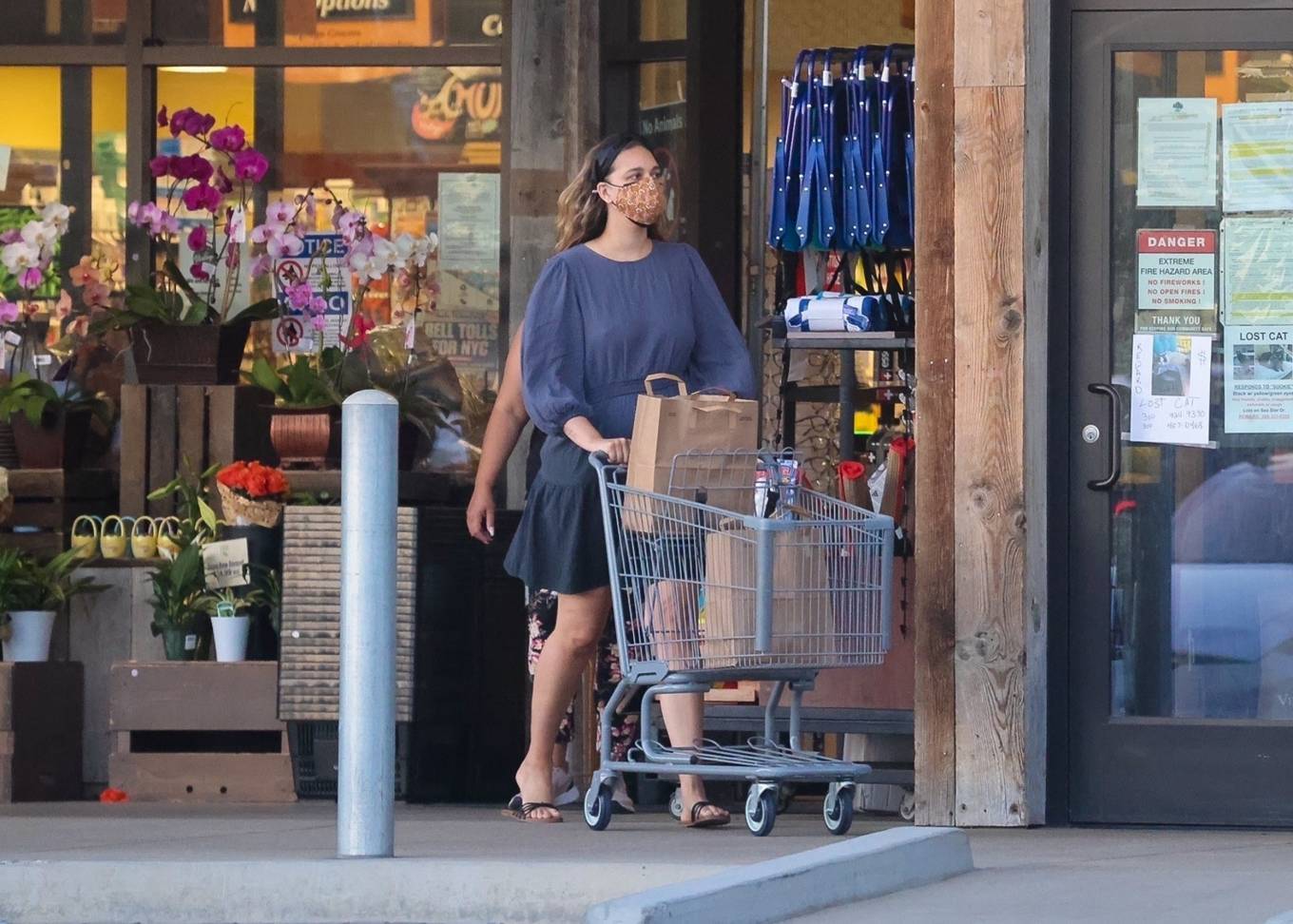 April Love Geary 2021 : April Love Geary – In blue dress shopping candids at Vintage Grocers in Malibu-02