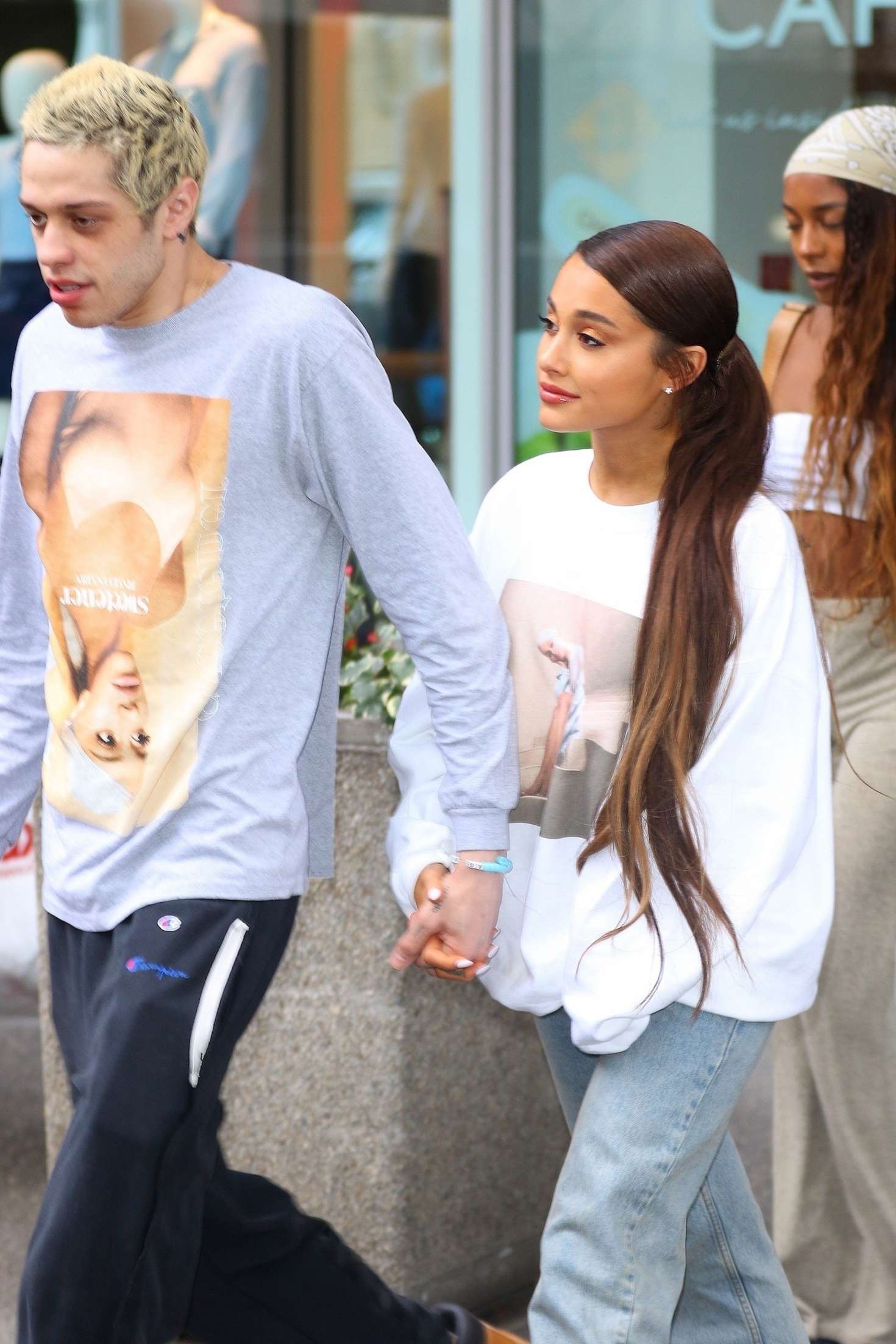 Ariana Grande and Pete Davidson wear matching Sweetener sweaters -08 ...