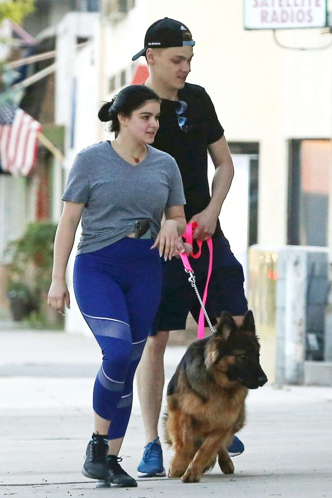 Ariel Winter and Boyfriend Levi Meaden - With Their Dog in Los Angeles