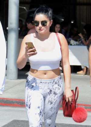 Ariel Winter in Crop Top and Tights in Los Angeles