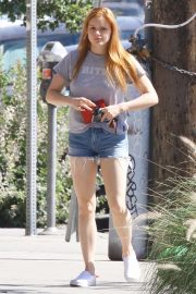 Ariel Winter in Denim Shorts at McConnell's Ice Cream shop in Studio City
