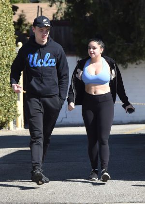 Ariel Winter in Tights with boyfriend out in Los Angeles