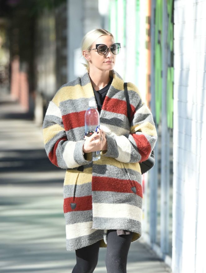Ashlee Simpson wears a colorful coat to the gym in LA