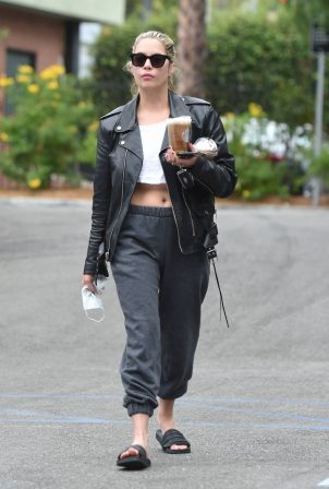 Ashley Benson - In a black leather jacket in Los Angeles