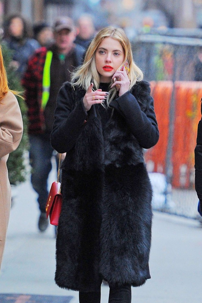 Ashley Benson in Black Coat out in New York City