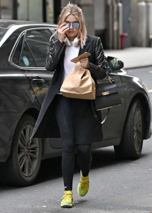 Ashley Benson in Black Tights Out in New York