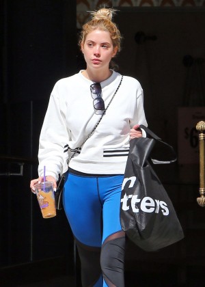 Ashley Benson in Blue Tights out in Los Angeles