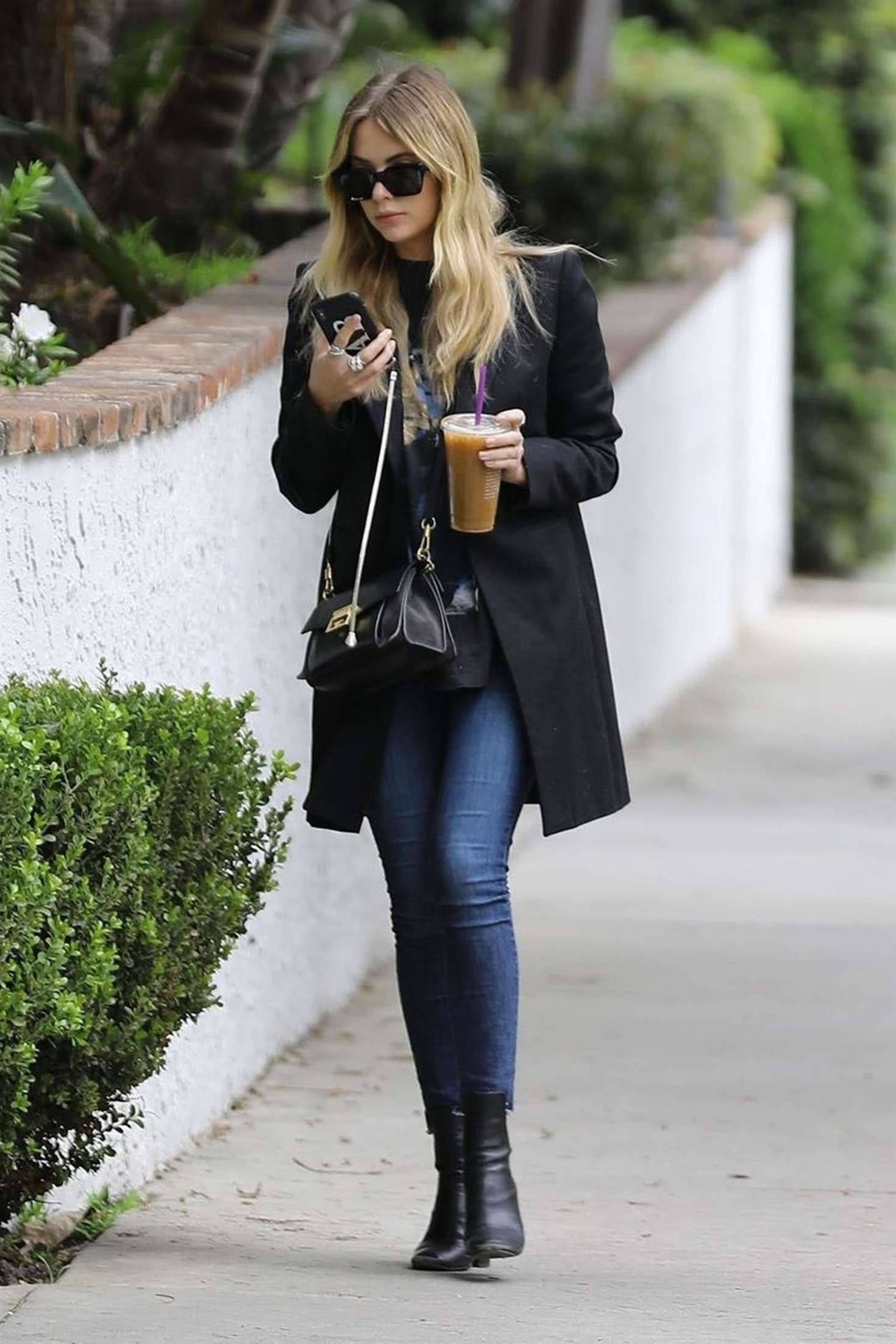 Ashley Benson in Jeans and Coat â€“ Out in LA