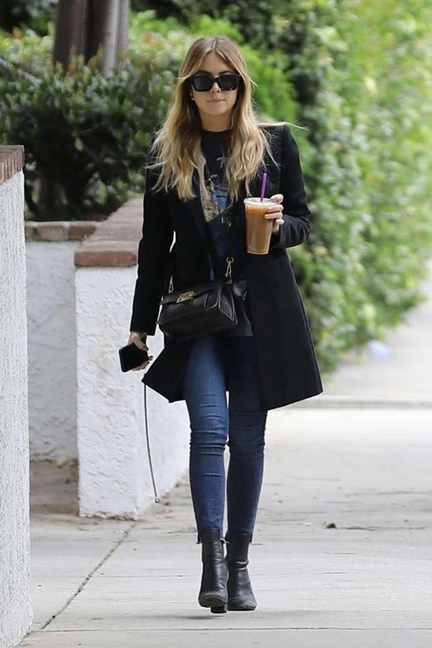 Ashley Benson in Jeans and Coat â€“ Out in LA