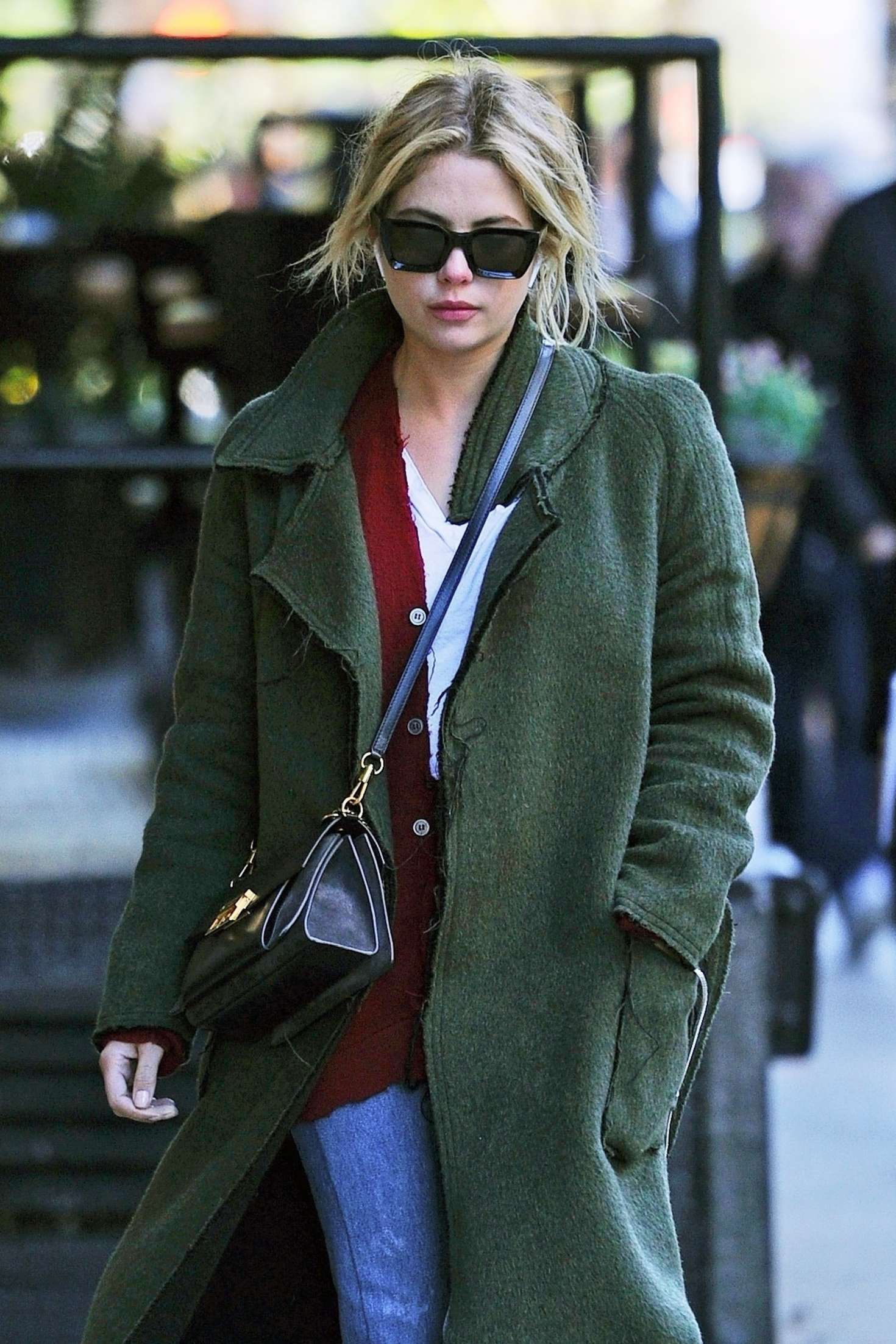 Ashley Benson in Long Coat - Out and about in NYC