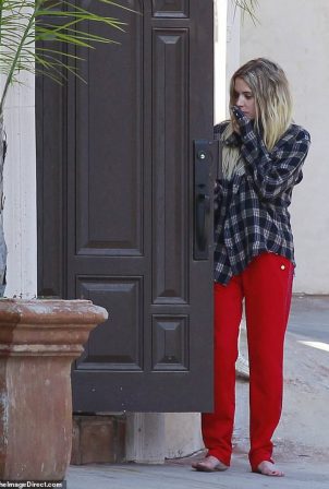 Ashley Benson in Red Pants - Outside her boyfriends place in Los Angeles