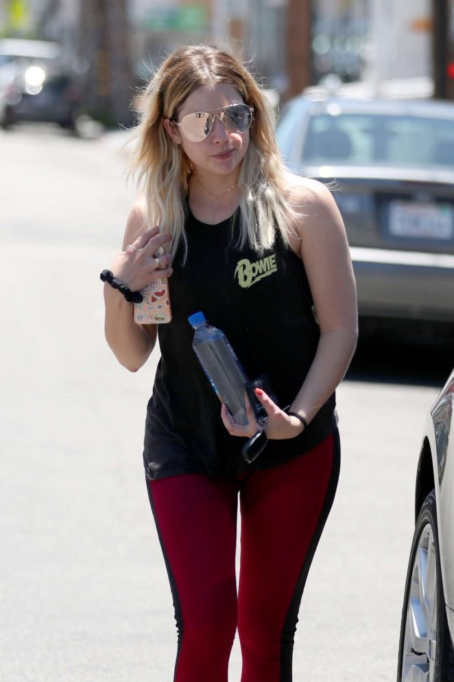 Ashley Benson in Tights Heading to a gym in LA