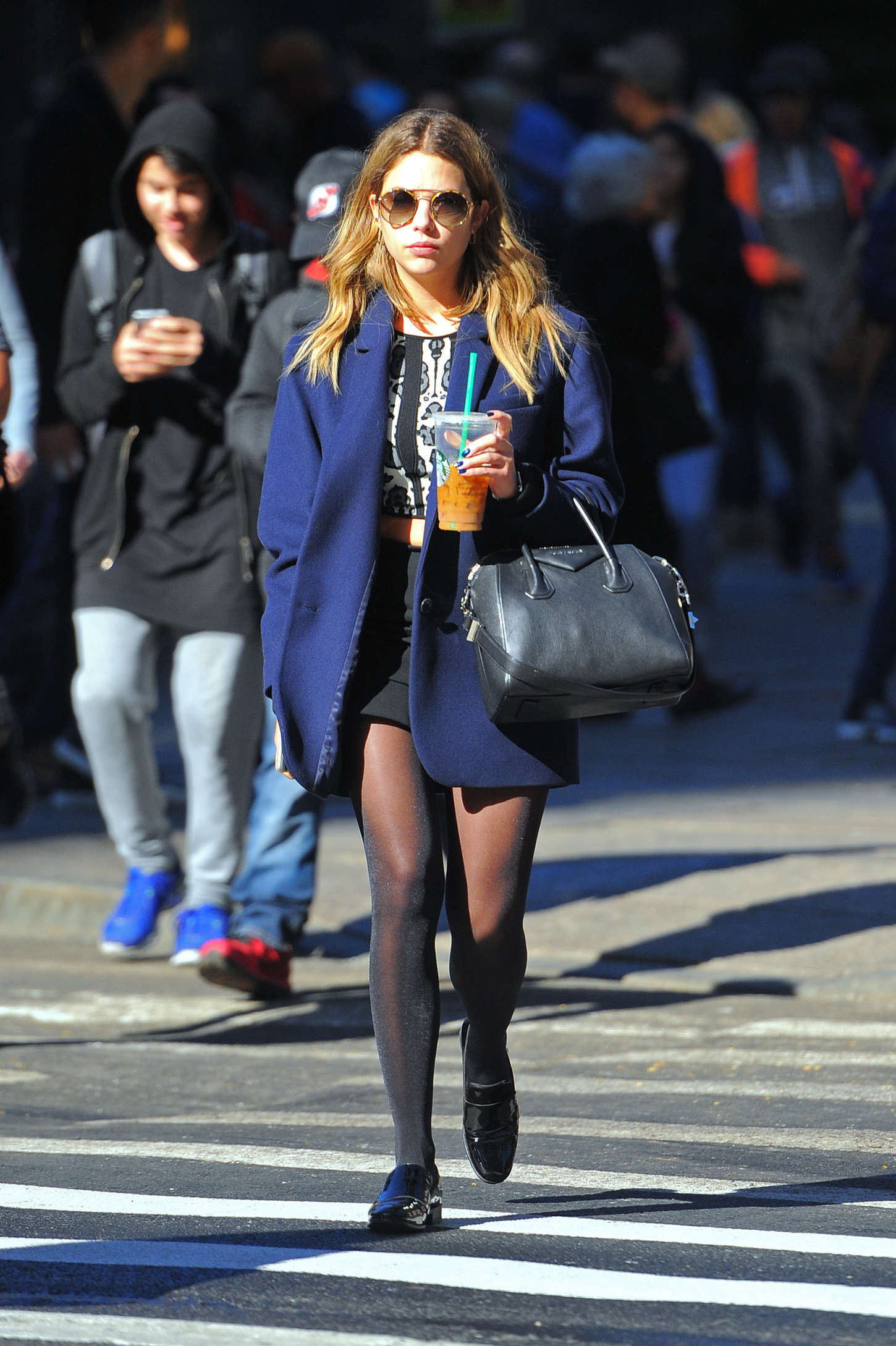 Ashley Benson in Mini Skirt Out in NYC