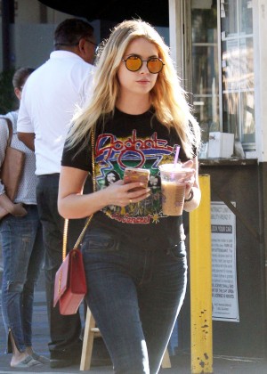 Ashley Benson in Skinny Jeans out for coffee West Hollywood